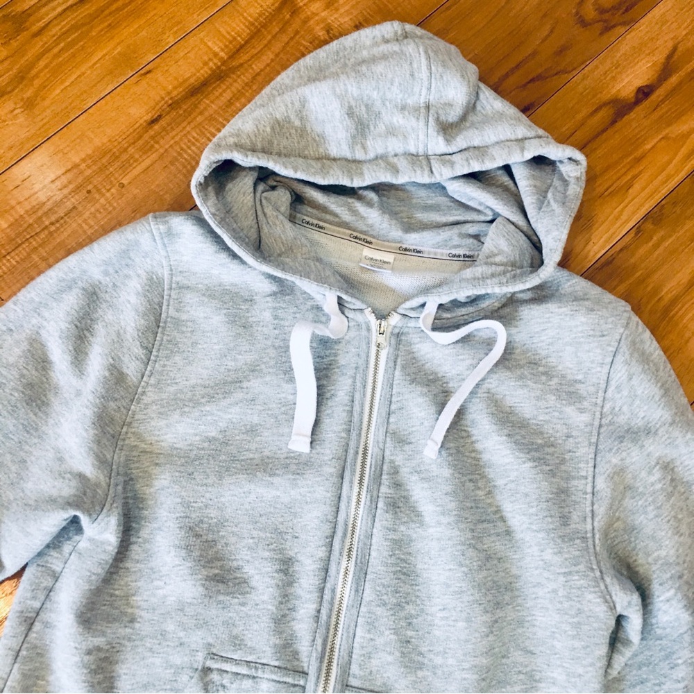 Calvin Klein zipper zip up hoodie sweatshirt jacket grey gray small